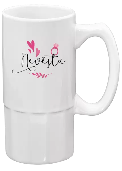 Půllitr Nevěsta - srdíčka a lístečky
