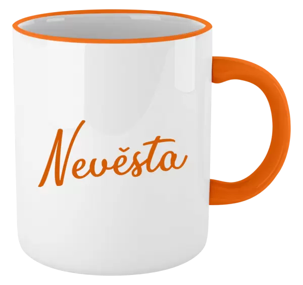 Hrnek Nevěsta - nápis