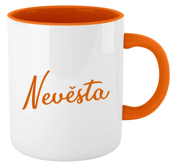 Hrnek Nevěsta - nápis