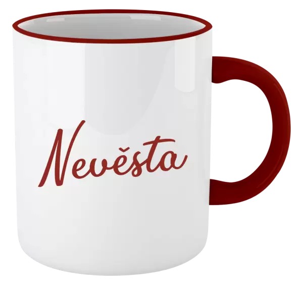 Hrnek Nevěsta - nápis