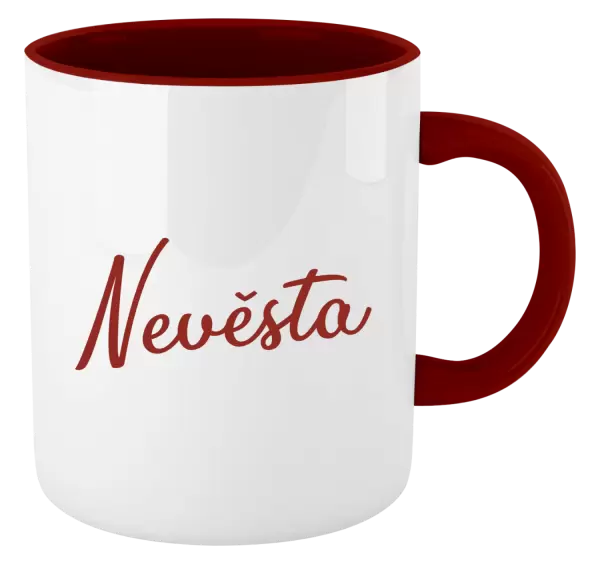 Hrnek Nevěsta - nápis