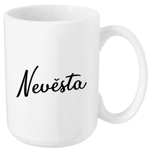Hrnek Nevěsta - nápis