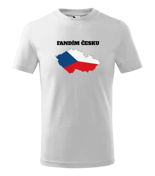Dětské tričko Fandím Česku - vlajka ve tvaru ČR