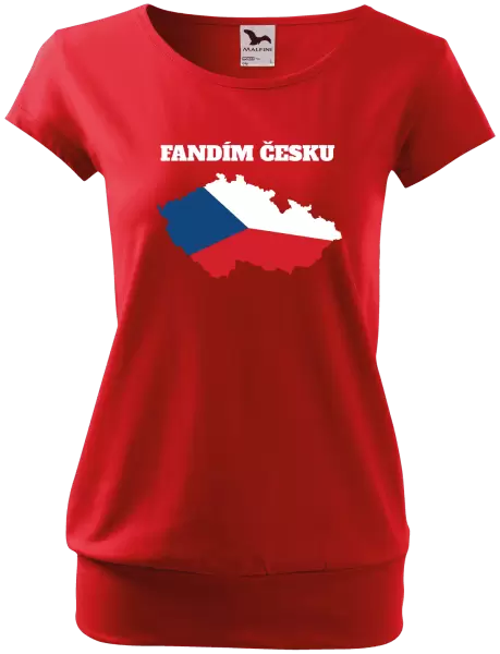 Dámské tričko Fandím Česku - vlajka ve tvaru ČR