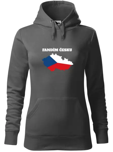 Dámská mikina Fandím Česku - vlajka ve tvaru ČR