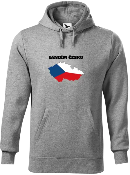 Pánská mikina Fandím Česku - vlajka ve tvaru ČR