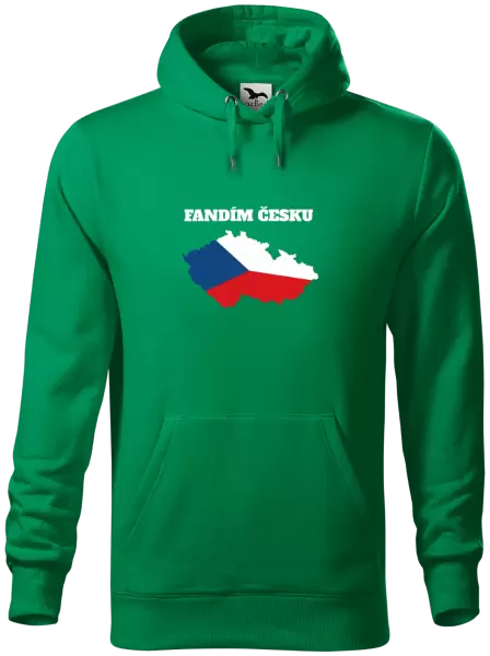 Pánská mikina Fandím Česku - vlajka ve tvaru ČR