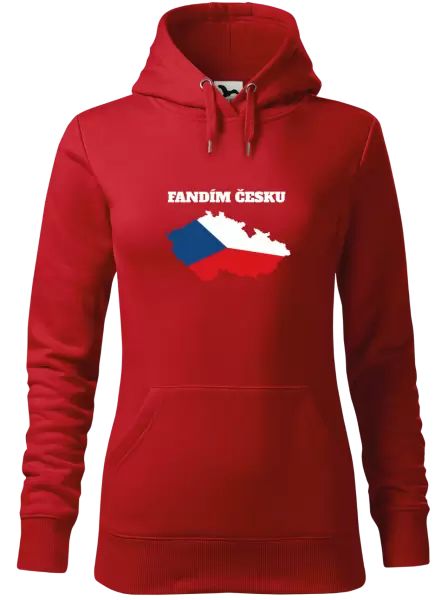 Dámská mikina Fandím Česku - vlajka ve tvaru ČR