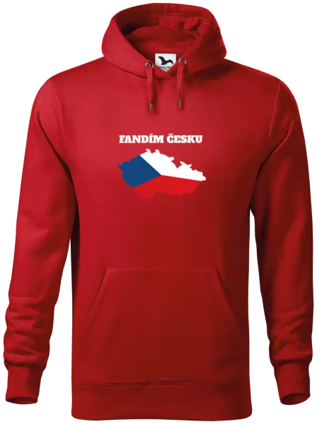 Pánská mikina Fandím Česku - vlajka ve tvaru ČR