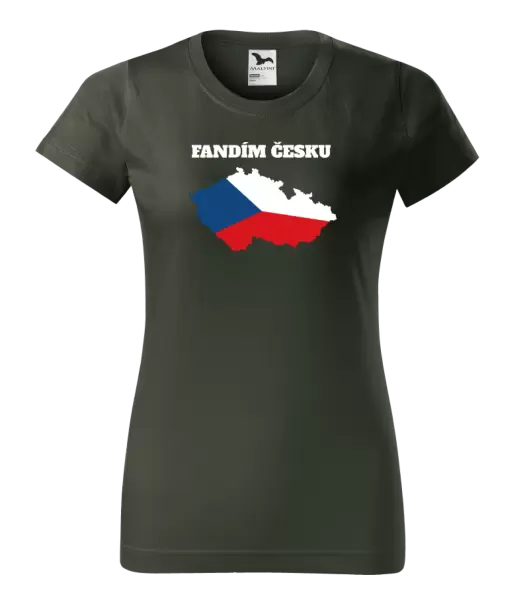 Dámské tričko Fandím Česku - vlajka ve tvaru ČR