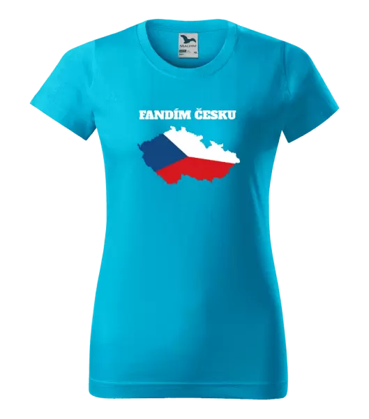 Dámské tričko Fandím Česku - vlajka ve tvaru ČR