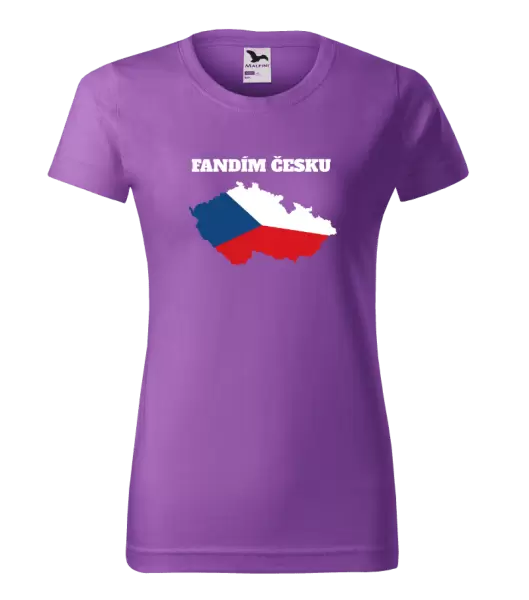 Dámské tričko Fandím Česku - vlajka ve tvaru ČR