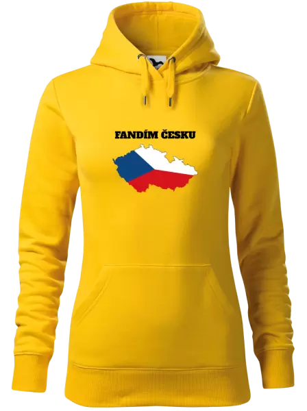 Dámská mikina Fandím Česku - vlajka ve tvaru ČR