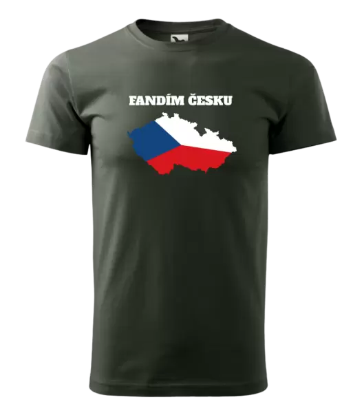 Pánské tričko Fandím Česku - vlajka ve tvaru ČR