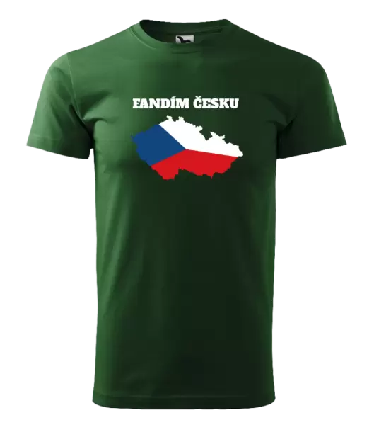 Pánské tričko Fandím Česku - vlajka ve tvaru ČR