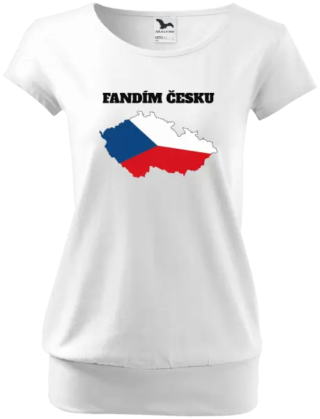 Dámské tričko Fandím Česku - vlajka ve tvaru ČR
