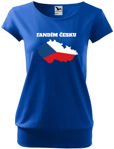 Dámské tričko Fandím Česku - vlajka ve tvaru ČR