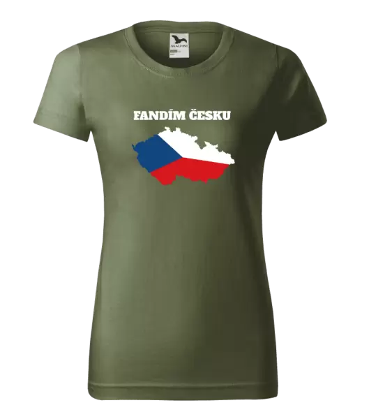 Dámské tričko Fandím Česku - vlajka ve tvaru ČR