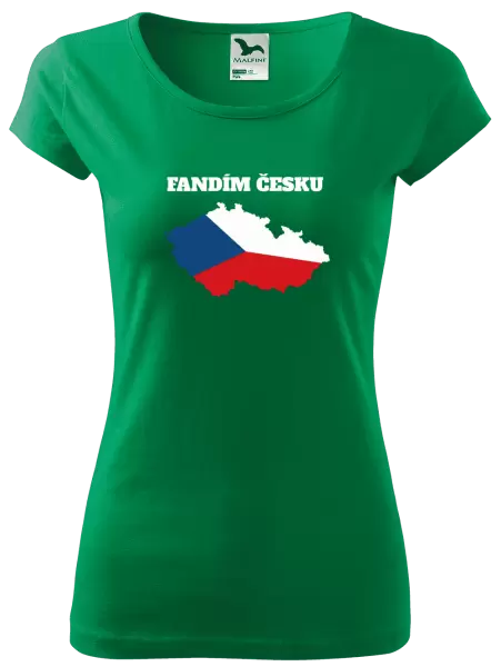 Dámské tričko Fandím Česku - vlajka ve tvaru ČR