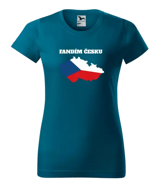 Dámské tričko Fandím Česku - vlajka ve tvaru ČR