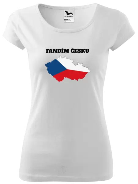 Dámské tričko Fandím Česku - vlajka ve tvaru ČR