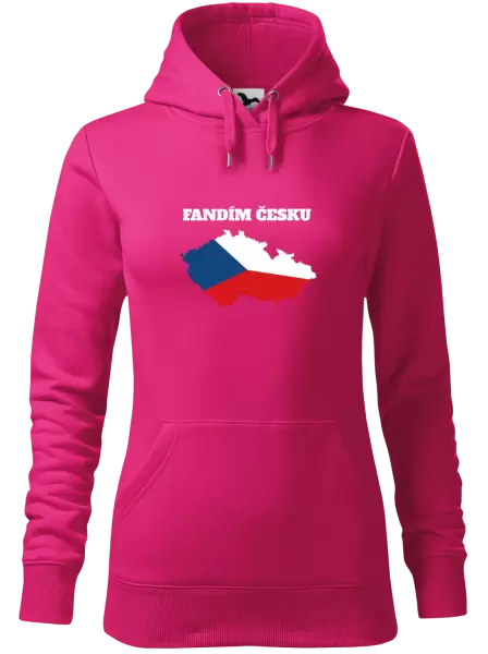 Dámská mikina Fandím Česku - vlajka ve tvaru ČR