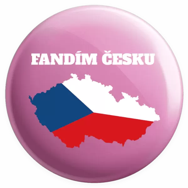 Placka Fandím Česku - vlajka ve tvaru ČR