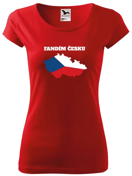 Dámské tričko Fandím Česku - vlajka ve tvaru ČR