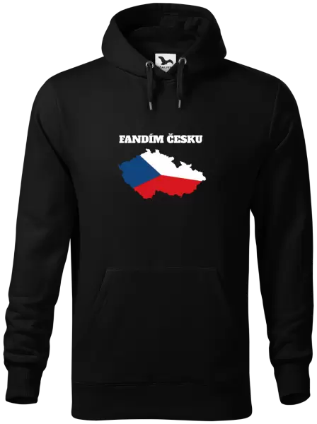 Pánská mikina Fandím Česku - vlajka ve tvaru ČR