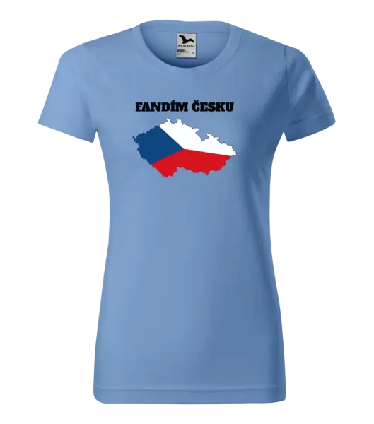 Dámské tričko Fandím Česku - vlajka ve tvaru ČR