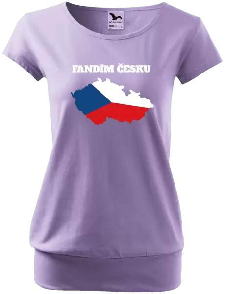 Dámské tričko Fandím Česku - vlajka ve tvaru ČR