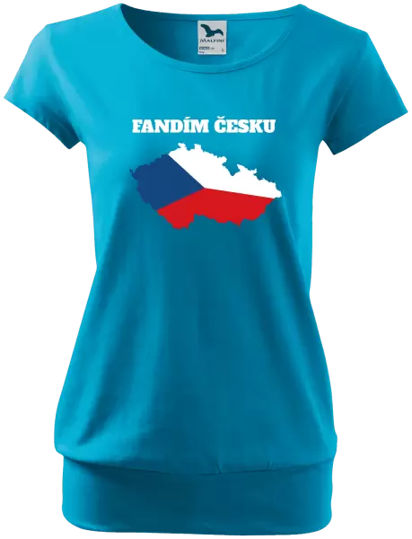 Dámské tričko Fandím Česku - vlajka ve tvaru ČR
