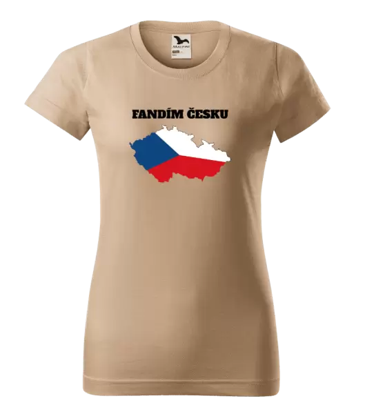 Dámské tričko Fandím Česku - vlajka ve tvaru ČR