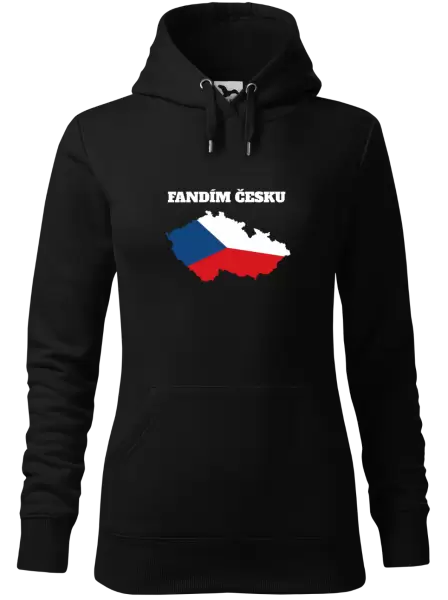Dámská mikina Fandím Česku - vlajka ve tvaru ČR