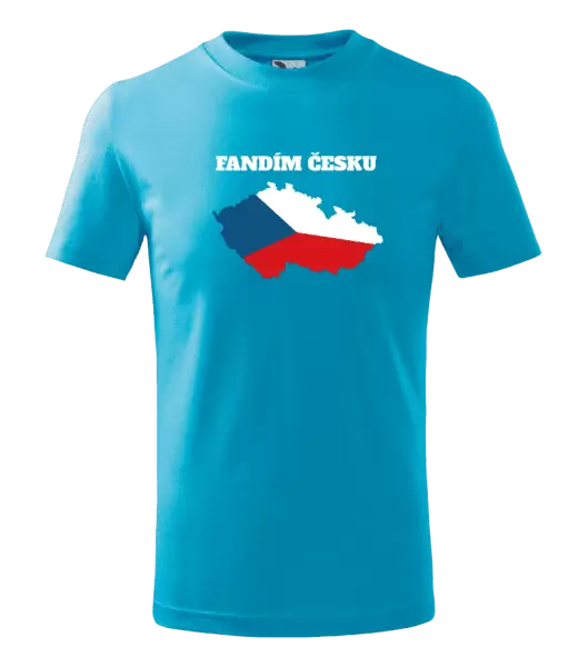 Dětské tričko Fandím Česku - vlajka ve tvaru ČR