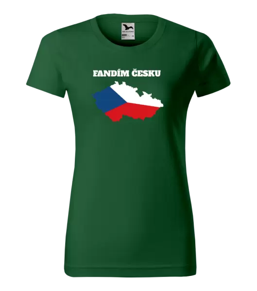 Dámské tričko Fandím Česku - vlajka ve tvaru ČR