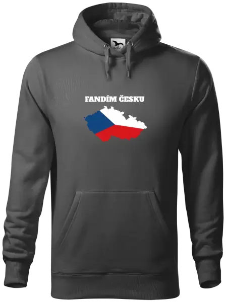 Pánská mikina Fandím Česku - vlajka ve tvaru ČR