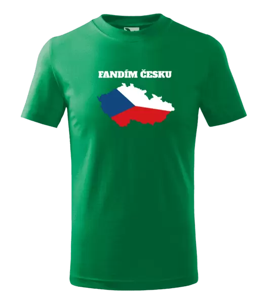 Dětské tričko Fandím Česku - vlajka ve tvaru ČR