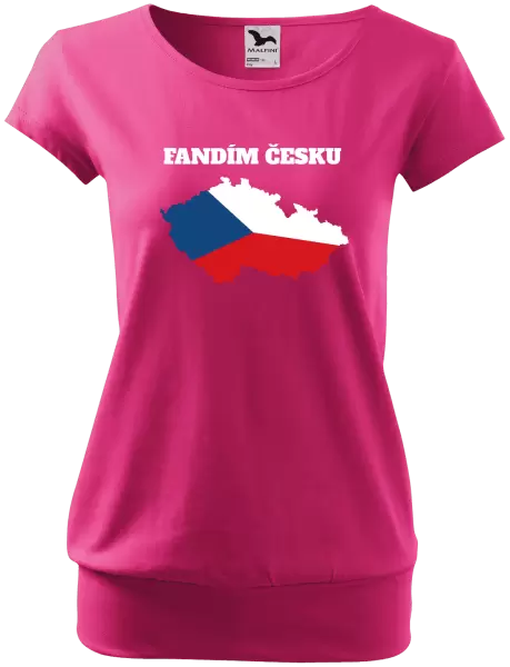 Dámské tričko Fandím Česku - vlajka ve tvaru ČR
