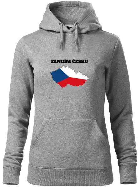 Dámská mikina Fandím Česku - vlajka ve tvaru ČR