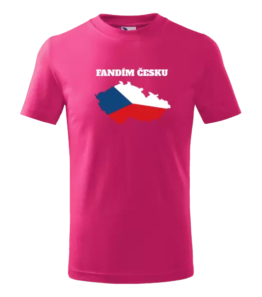 Dětské tričko Fandím Česku - vlajka ve tvaru ČR