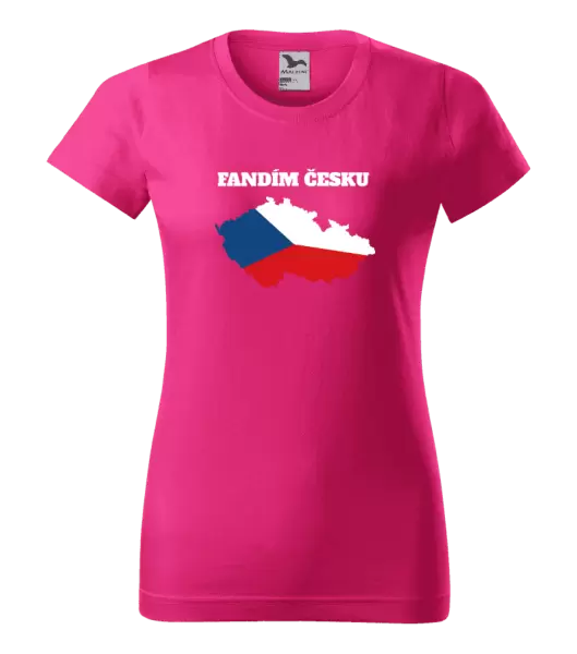Dámské tričko Fandím Česku - vlajka ve tvaru ČR