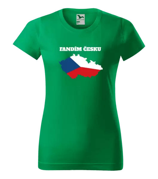 Dámské tričko Fandím Česku - vlajka ve tvaru ČR