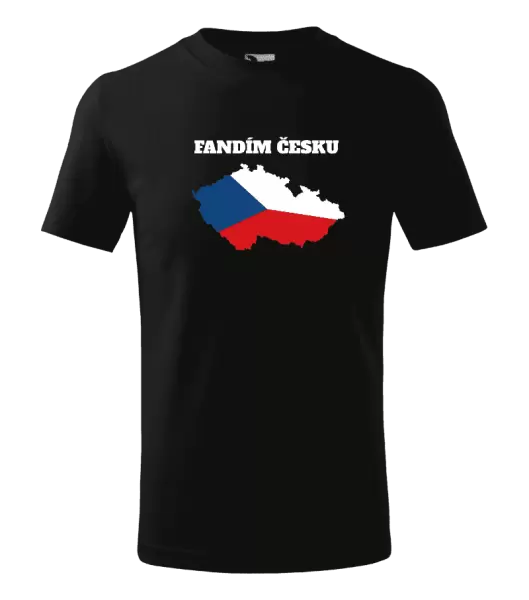 Dětské tričko Fandím Česku - vlajka ve tvaru ČR