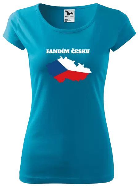 Dámské tričko Fandím Česku - vlajka ve tvaru ČR