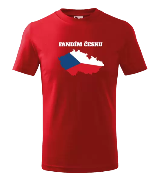 Dětské tričko Fandím Česku - vlajka ve tvaru ČR