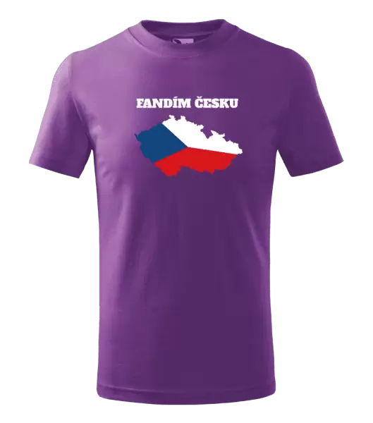 Dětské tričko Fandím Česku - vlajka ve tvaru ČR