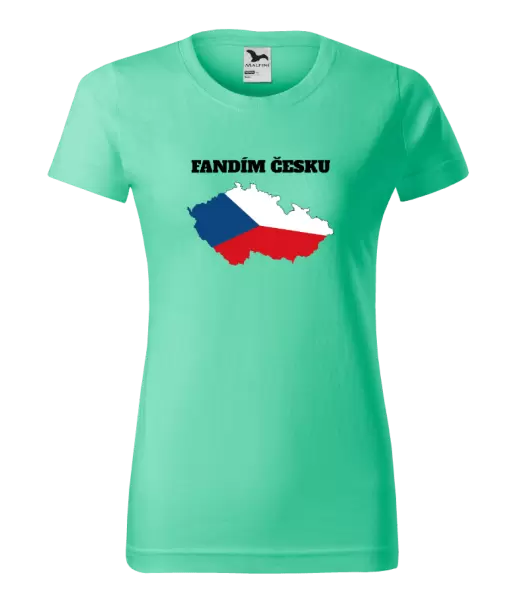 Dámské tričko Fandím Česku - vlajka ve tvaru ČR