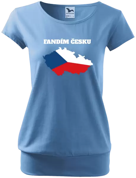 Dámské tričko Fandím Česku - vlajka ve tvaru ČR