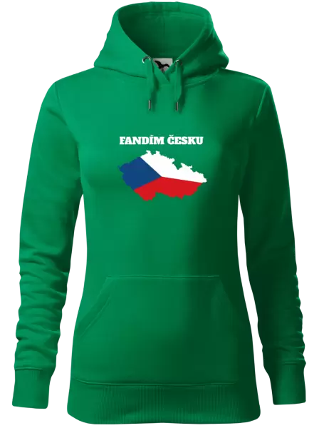 Dámská mikina Fandím Česku - vlajka ve tvaru ČR